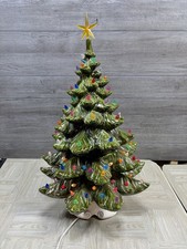 Vintage Atlantic Molds 24” Ceramic Lighted Christmas Tree + Base + Bulb Tested picture
