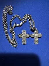 Rare Antique 925 Silver Orthodox Gold Cross Pendant Christian Crucifix 19.38 g picture