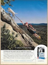 Purina Puppy Chow Yellow Lab Dog Hiking Cliff Girl Mountain 2001 Print Ad picture