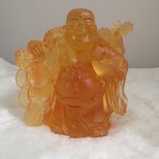 Amber Liuli Crystal Laughing Buddha Wealth, Fortune Feng Shui Ornament Home gift picture