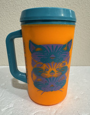 Vintage IAMS Aladdin Cat Insulated Travel Mug USA Collectible Kitty Kitten Cup picture