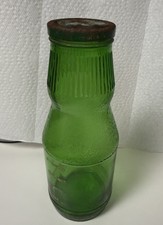 Vintage Ribbed Green Glass Jar with Lid picture