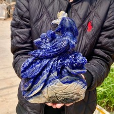6.1LB Natural Blue Texture Crystal Carving Phoenix Rose Spiritual Energy picture
