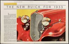 BUICK 1933 Auto Car Ad FRONT END Grill Radiator Emblem Headlamps Horns Headlight picture