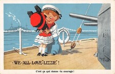 Old postcard illustrator Donald Mc GILL WE ALL LOVE LIZZIE (verse No. 1346 picture