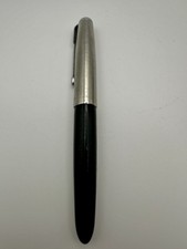 Parker 51 Fountain Pen Black and Brushed Steel Cap Vintage  picture
