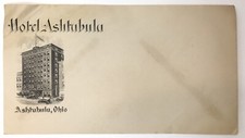Vintage Hotel Ashtabula Envelope Travel Ephemera SEALED Ohio OH picture