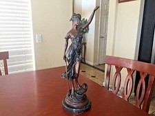 ANTIQUE CHARLES VALTON FRENCH BRONZE LADY JUSTICE VICTORIAN STATUE c.1900's EUC picture