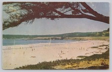 Vintage 1950 Carmel Beach, CA Postcard - Mike Roberts Kodachrome picture