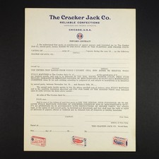 1920s Cracker Jack / Checkers Confection / Angelus Marshmallows Adv. Contract picture