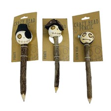 Crazy Head Pencil Lot of 3 Pencils - 2 Pirates and Screw Head picture