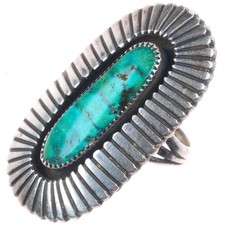 sz7 Lee Yazzie Navajo vintage sterling silver high grade turquoise ring picture