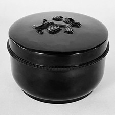 Vintage 1930s Black Bakelite Screw Lid Vanity Box, Factory Sample, 3