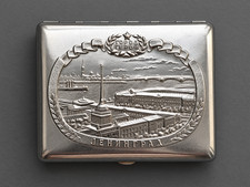 Vintage Soviet Cigarette Case Leningrad-city hero ,USSR. Metal . USSR. 60s picture