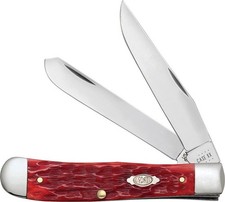 CASE XX KNIFE - TRAPPER DARK RED BONE HANDLES + POCKET CLIP  #31957 CARBON STEEL picture