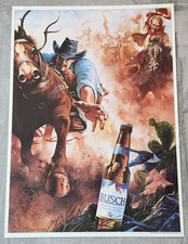 Vintage 1984 Busch Beer Poster Gary Ruddell Western Cowboy Print 19