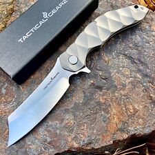 Tc4 Titanium Folding Knife CPM-D2 Steel Cleaver Blade Ball Bearing System picture