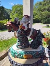 Vintage Hand Painted German Christmas Santa on Shire Horse Ceramic Doc Holiday  picture