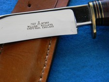 Pristine MInt,  etched blade, William Rodgers fighting knife, stag handles picture