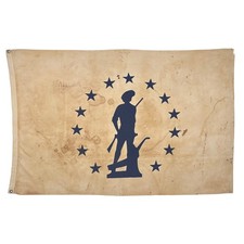 Large Vintage Sewn Cotton Minuteman Schools At War Bond USA American Flag WWII picture