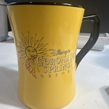 VTG Disney Cotonado Springs Resort Mug, Yellow Etched Sun Face Coffee Cup-RARE picture