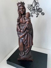 Vintage Carved Wood Madonna and Child Statue Virgin Mary 40 cm Religious Art picture