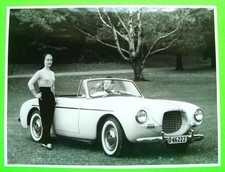 rare ORIGINAL 1956 VOLVO P1900 FIBERGLASS SPORTS CAR PRESS RELEASE PHOTO w/ SLIP picture