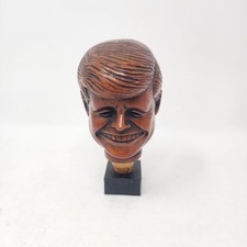 Vintage JF Kennedy Achatit German Made Carved Wooden  Bottle Topper Cork Bottom  picture