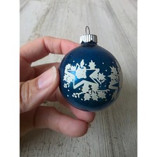 Vintage franke? Candle star stencil blue Glass ornament Xmas tree picture