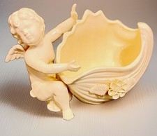 Ardalt White Ceramic Angel Decorative Bowl, Glossy Finish, Japan, MPN 6555 picture