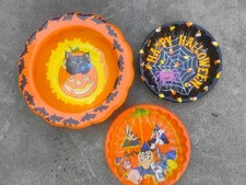 Vintage Berman Halloween Candy Bowl Pumpkin & Black Cat - 2 Small Candy Bowls picture