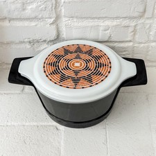 Vintage Pyrex Pueblo 475 Casserole Dish Lid Black Orange Mid Century MCM picture