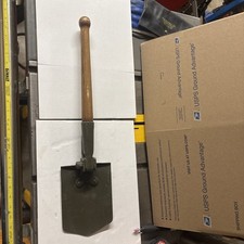 Vintage 1968 German Military Entrenching Tool Shovel Pick Leather Case Folding picture