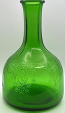 VTG. 1930s White House Vinegar Green Glass Bottle Decanter Cameo Ballerina Swag picture