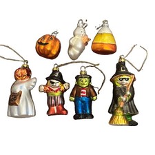 Vtg Dept 56 Blown Glass Halloween Ornaments Frankenstein & Witch Monster Figures picture