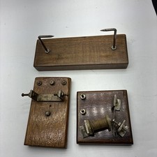 Antique 3-Piece Wooden Telegraph Physics Demonstration Kit Sounder Key Set picture