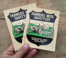 2 Rare Vintage 1954 Pennsylvania Farm Bureau Tractor Dealer Safety Sticker Decal picture