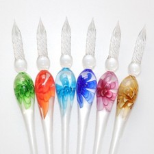 US 3D Glass Signature Pen Nib Elegant Crystal Dip Sign Pen w/ Box Gift Holiday picture