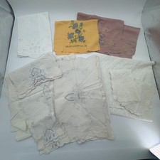 12 Piece Vintage Embroidered Linens/Runners/Table Cloths/etc. Cutter Craft Lot picture