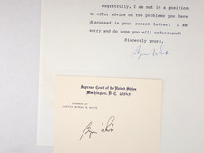 2 Byron White Signed Items, Supreme Court Justice & NFL Player, Note & Card picture
