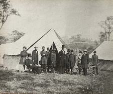 VINTAGE CIVIL WAR PHOTO LINCOLN MCCLELLAN ANTIETAM WEBB X MARKED PRINT picture