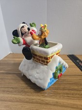 VTG Disney Christmas Music Box Mickey Mouse & Pluto Plays Here Comes Santa Claus picture