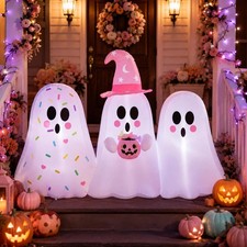6Ft Tall Pink Halloween Inflatable Pastel Ghost Outdoor Decoration | Pastel Hall picture