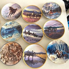 Mixed Lot Lot of 8 Vintage Western Collector Plates Bradford Exchange Horses picture