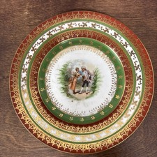 Royal Vienna Porcelain Bon Bon Cabinet Plate Courting Couple Gold Trim picture