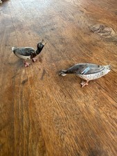 Pair Antique Austrian Vienna Cold Painted Bronze Figure of Mallard Duck Figures picture