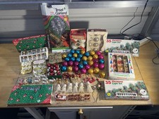 Vintage 1950s-60s Christmas Ornaments Decorations Lights Junk Drawer picture