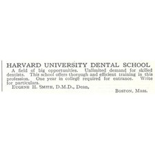 Harvard University Dental School Eugene H. Smith c1918 Advertisement AE5-SV1 picture