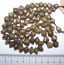 Antique Vintage Brass  African Trade Beads - 74 Medium-Small Bicone Shapes picture