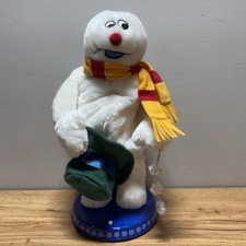 Vintage Gemmy Frosty Snowman Spinning Snowflake Animated Singing 19